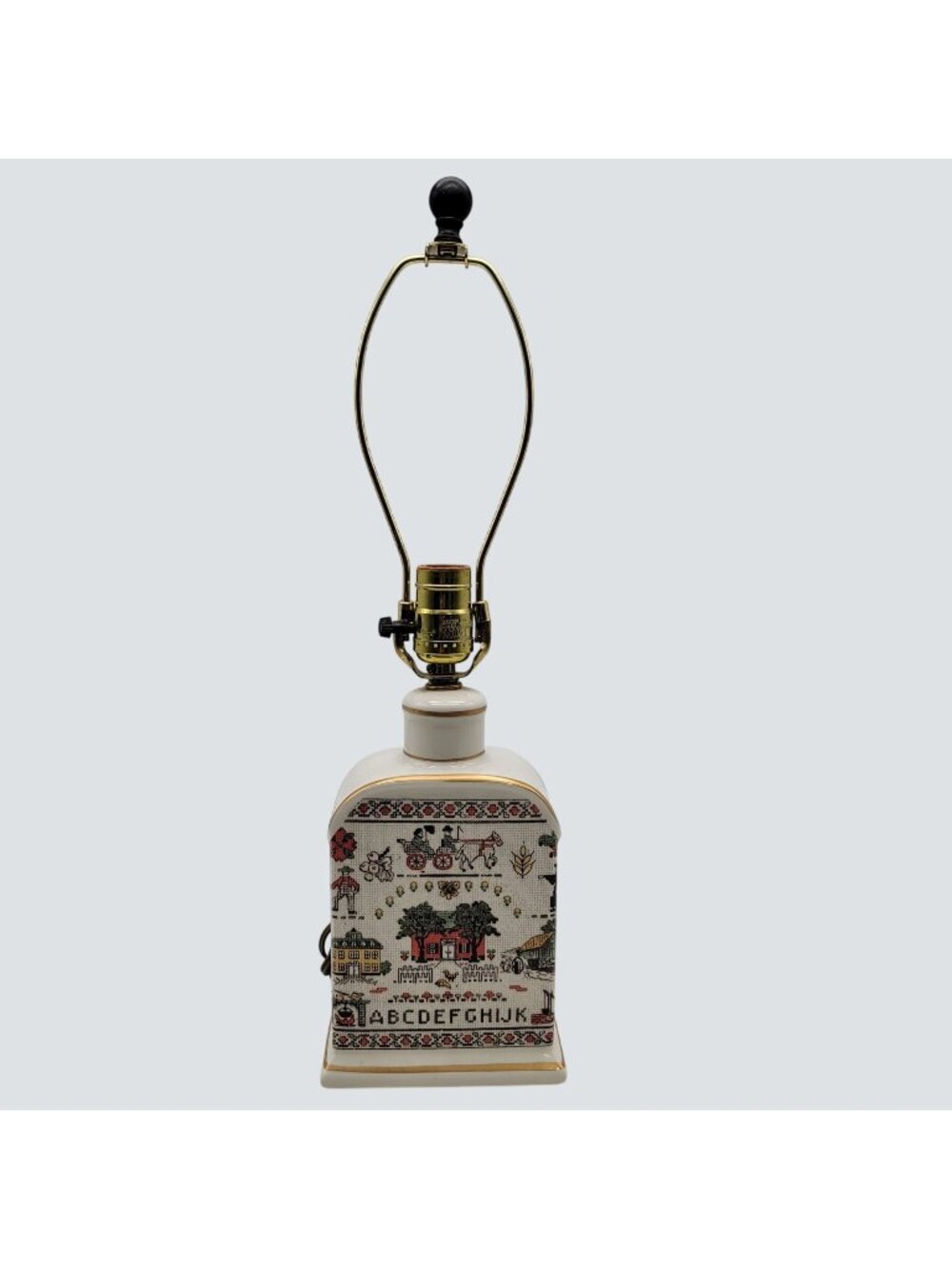 Vintage Tiden Thurber Needlepoint Sampler Print Lamp